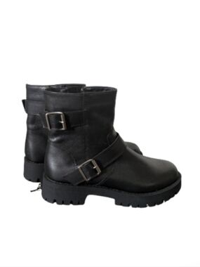 Steve Madden Black Buckle Moto Boots